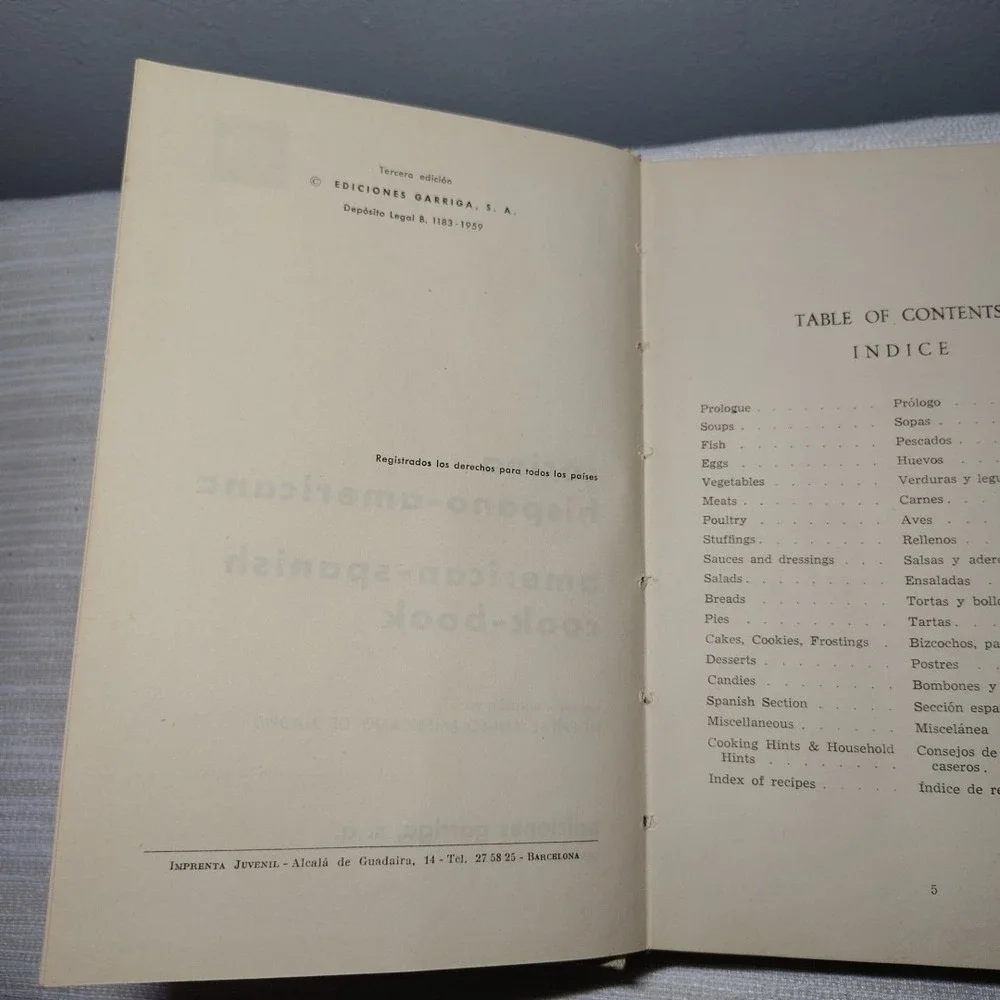 1950S Cocina Hispano-Americana/AMERICAN SPANISH COOKBOOK BY AMERICAN WOMEN-SPAIN